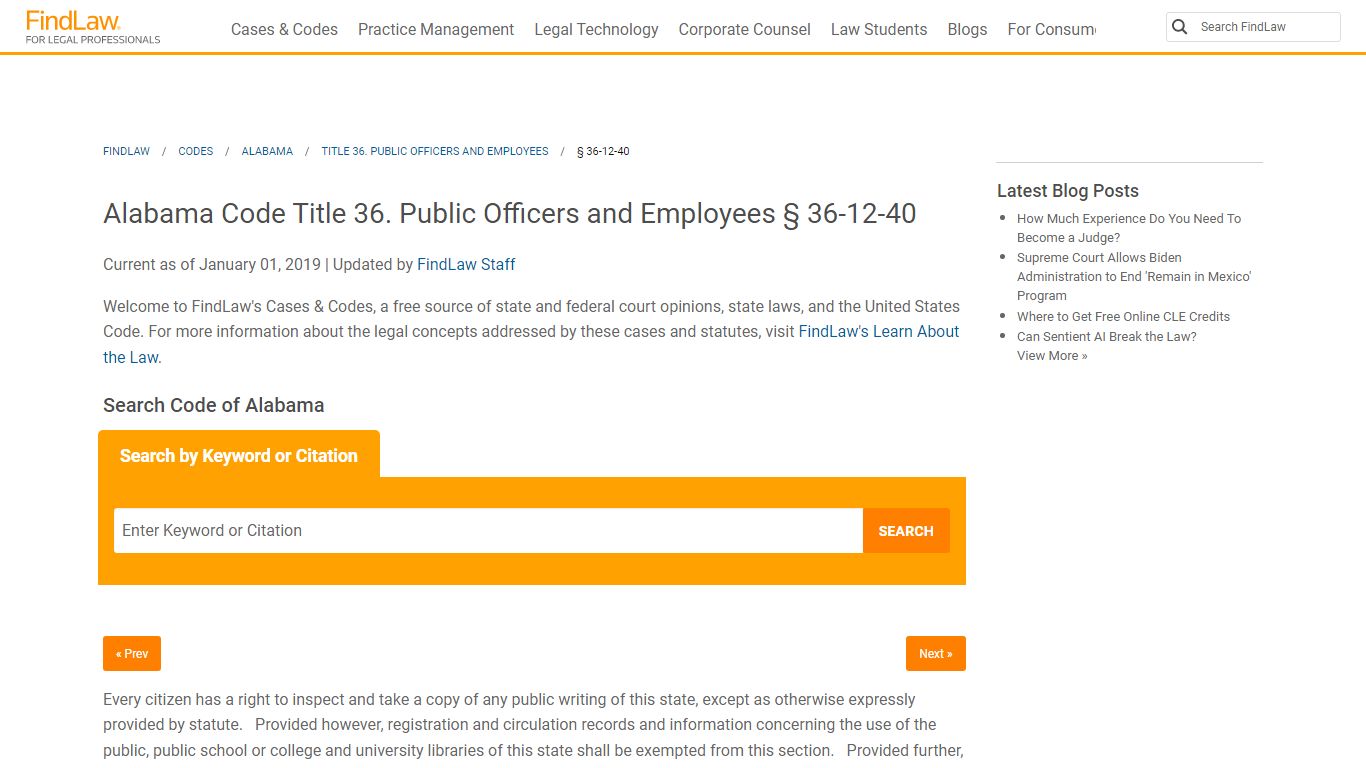 Alabama Code Title 36. Public Officers and Employees § 36 ...